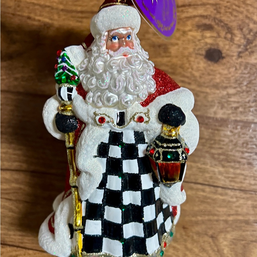 Christopher Radko (Miss Caycee’s) ~ Red/Black Santa Claus ~ Glass Ornament ~ New - Picture 9 of 16